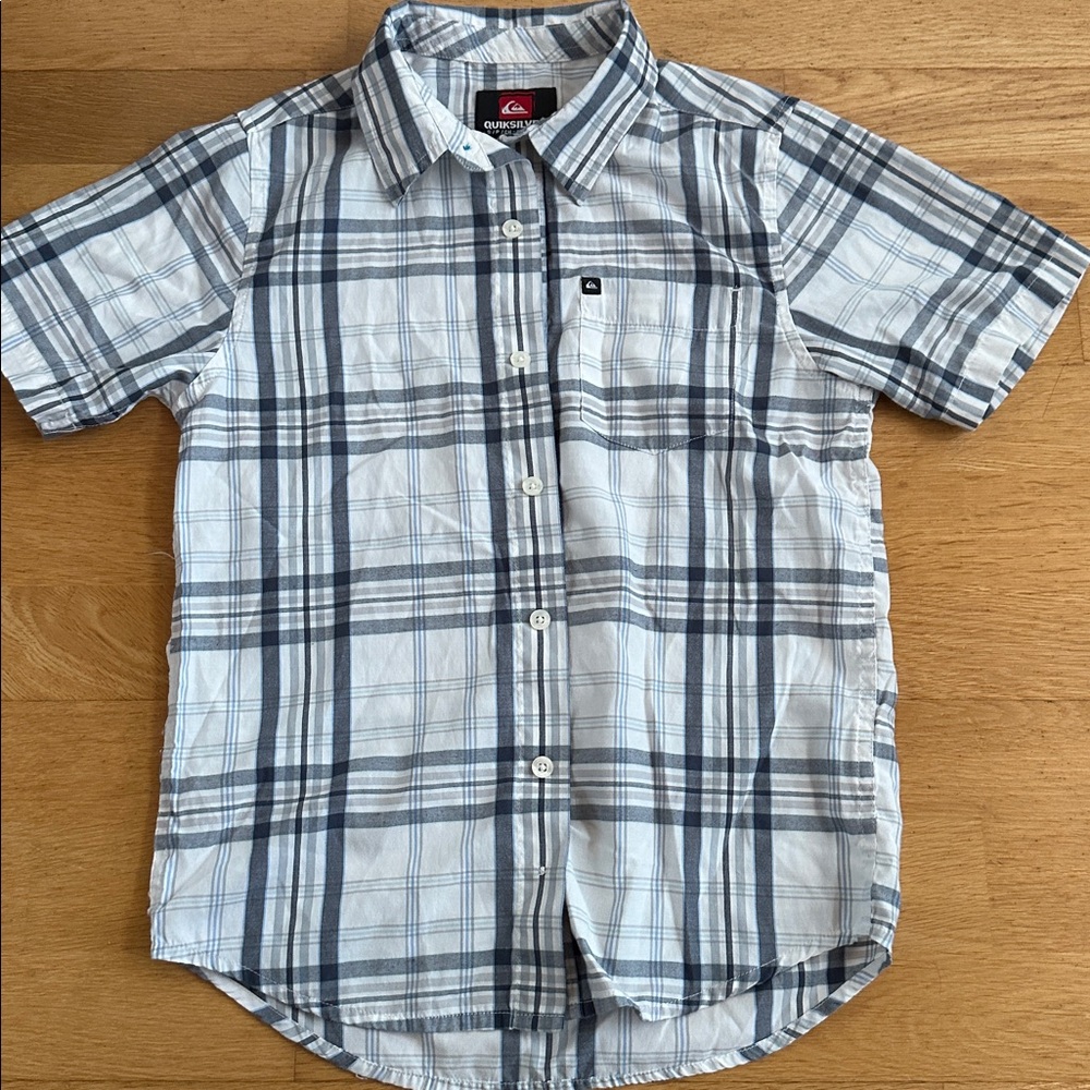 Quiksilver Boys White and dark blue Plaid Shirt